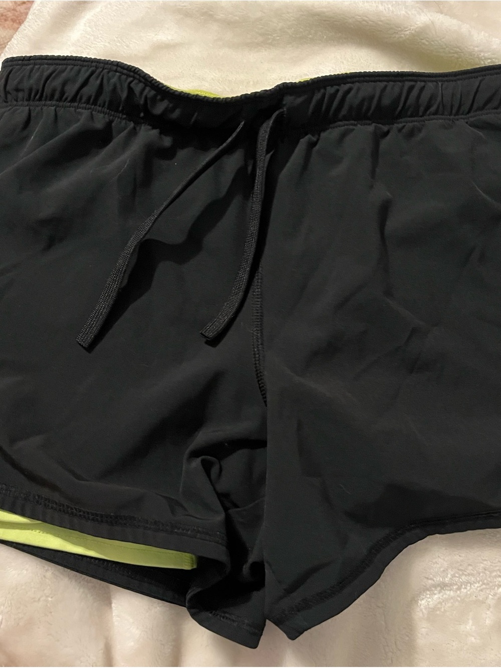 Women’s Black Athletic Shorts with Lime Accent